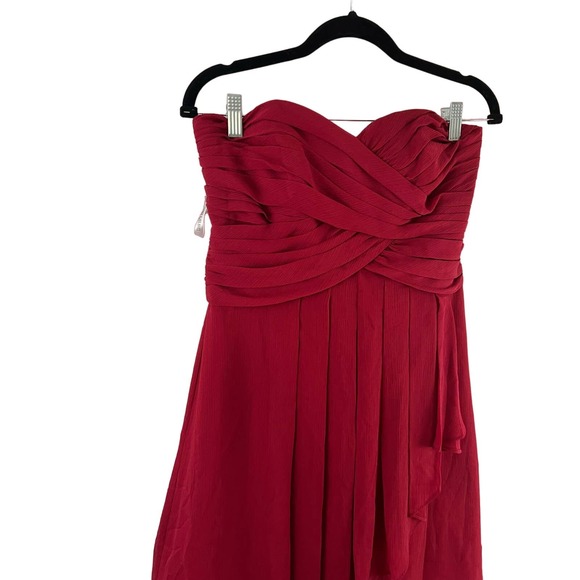David Bridals Size 8 Red Strapless Formal Gown Cocktail Dress Prom Party - Picture 2 of 6
